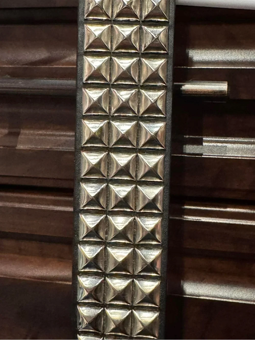 Black Studded Pyramid Leather Belt XS